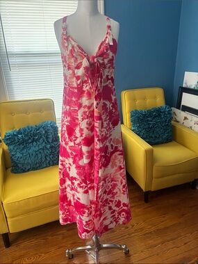 DKNY Pink & White Floral Tie-Front Dress